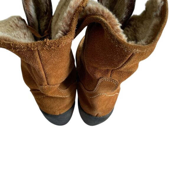 ISO Isotoner Vanessa Suede Leather Wedge Heel Boot Chestnut Brown Womens Size 8 - Picture 4 of 14